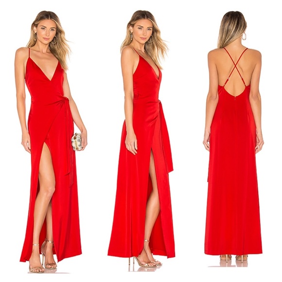 NBD Dresses & Skirts - NBD Stewart Gown in Red Wrap Maxi Formal